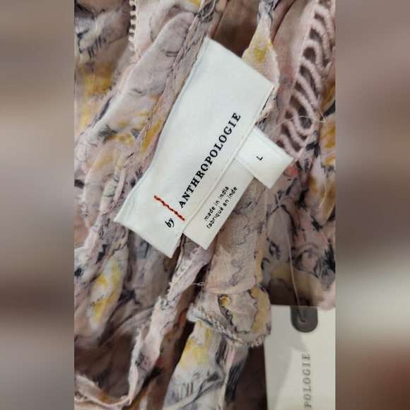 Anthropologie Asymmetrical Floral Dress in Pink and Cream - Picture 10 of 11